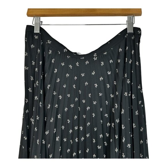 Vince Women’s Tossed Ditsy Floral Pleated Midi Flowy Skirt Black & Cream | Sz 10 - Picture 4 of 11